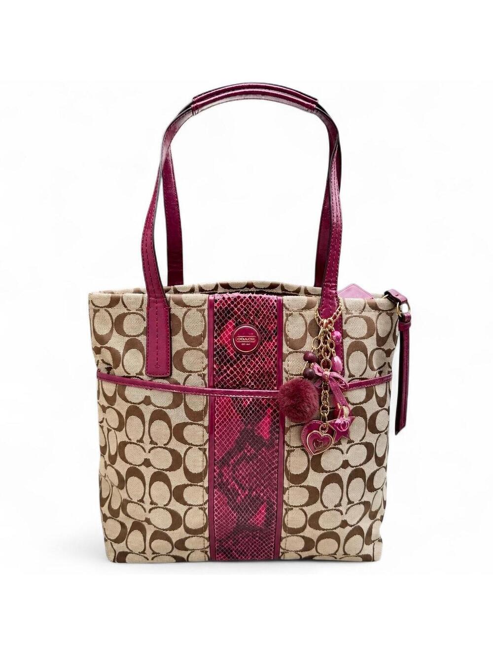 Rare vintage Coach Signature Python Stripe Tote